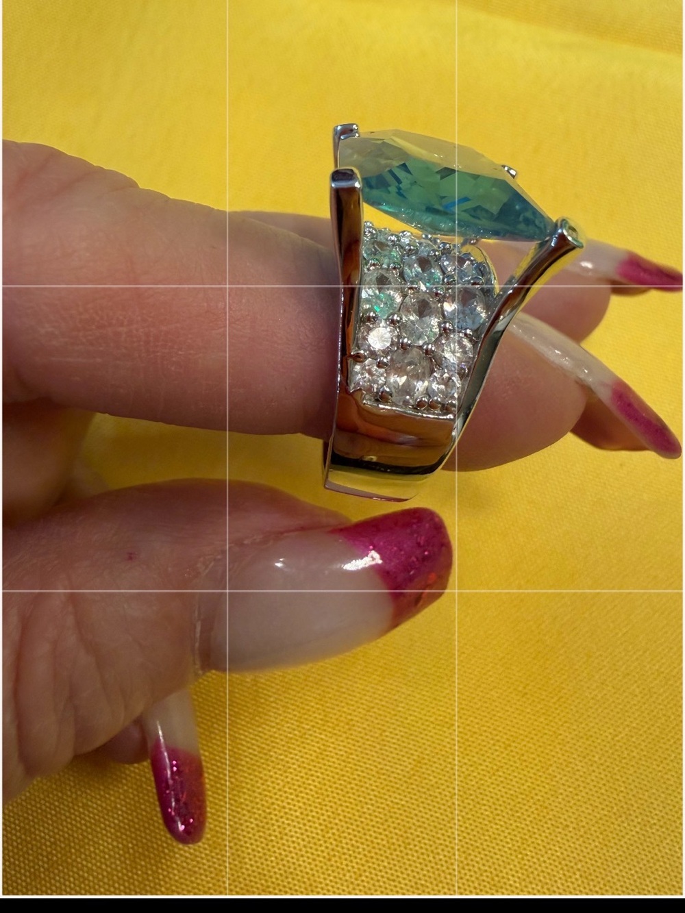 Park Lane Silver and Blue Crystal Statement Ring Size 7